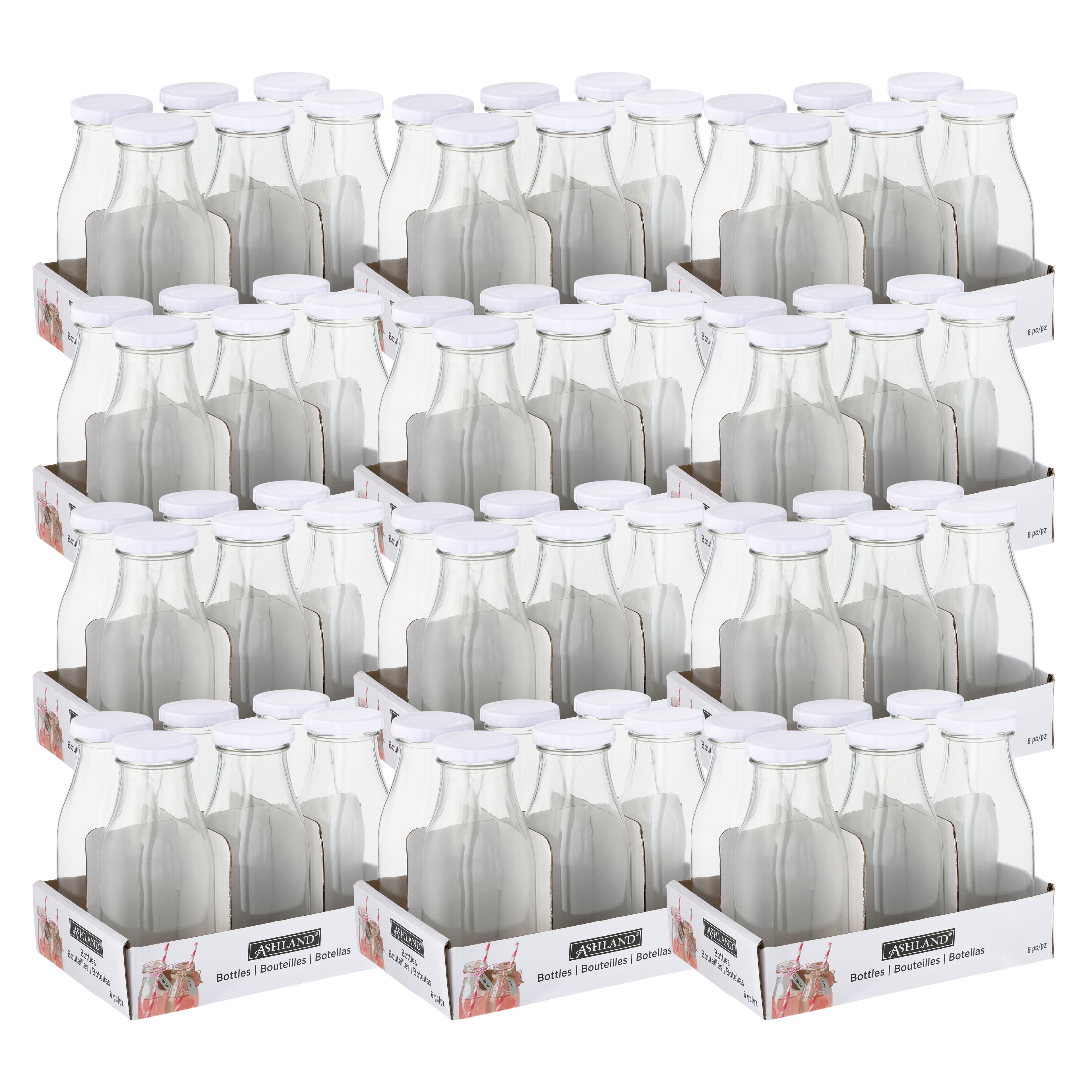 12 Packs: 6 ct. (72 total) 8oz. Glass Milk Bottles with Lids by Ashland® 