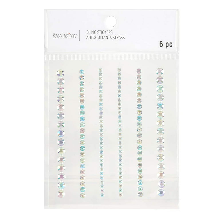 12 Packs: 6 ct. (72 total) Clear Iridescent Gem Strip Bling Stickers by  Recollections™ 