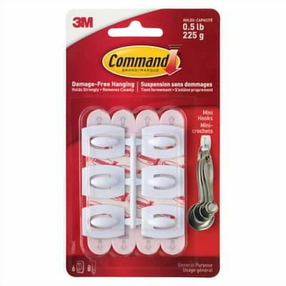 12 Packs: 6 ct. (72 total) Command Mini White Hooks