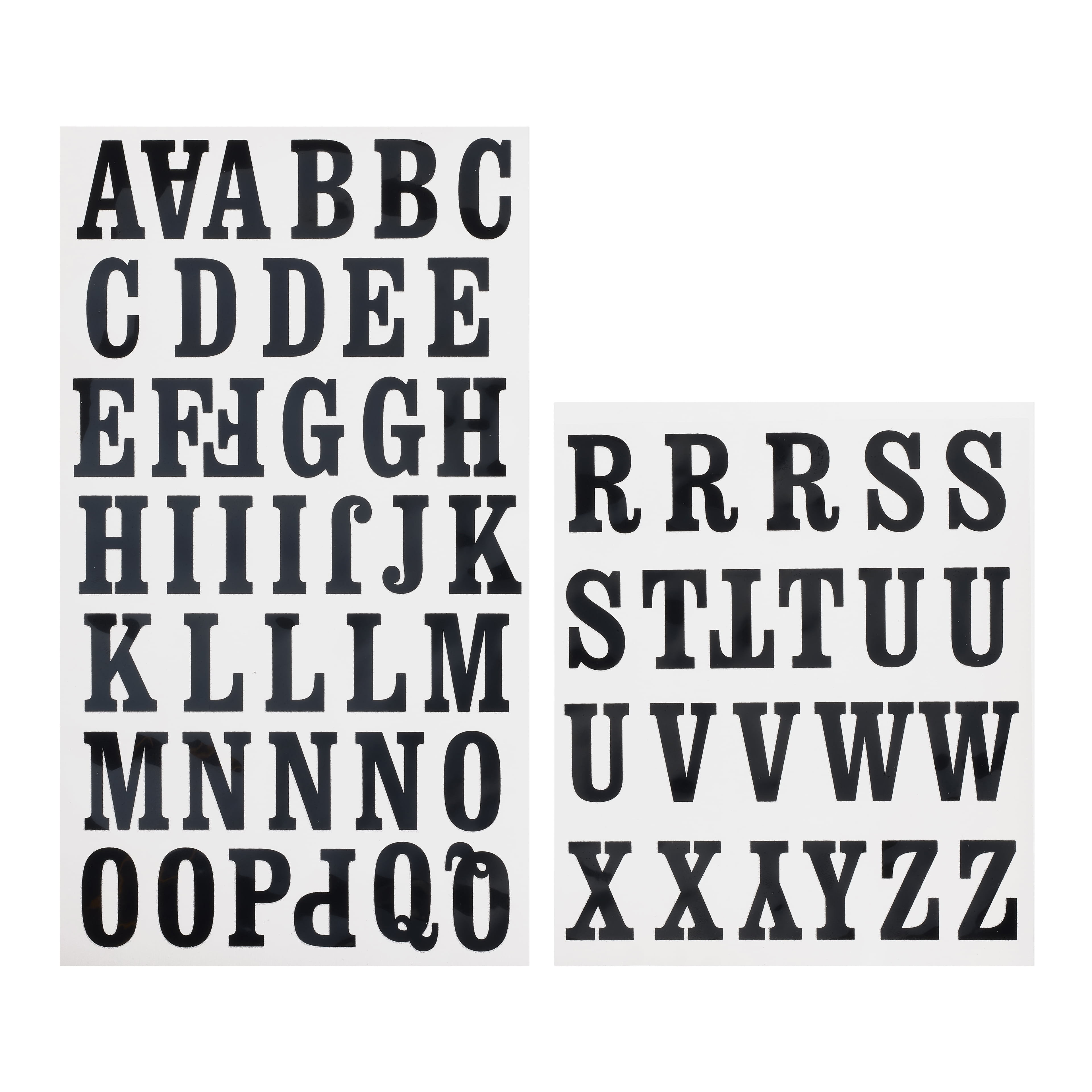 12 Packs: 62 ct. (744 total) Iron-On Black San Serif Alphabet by Make Market