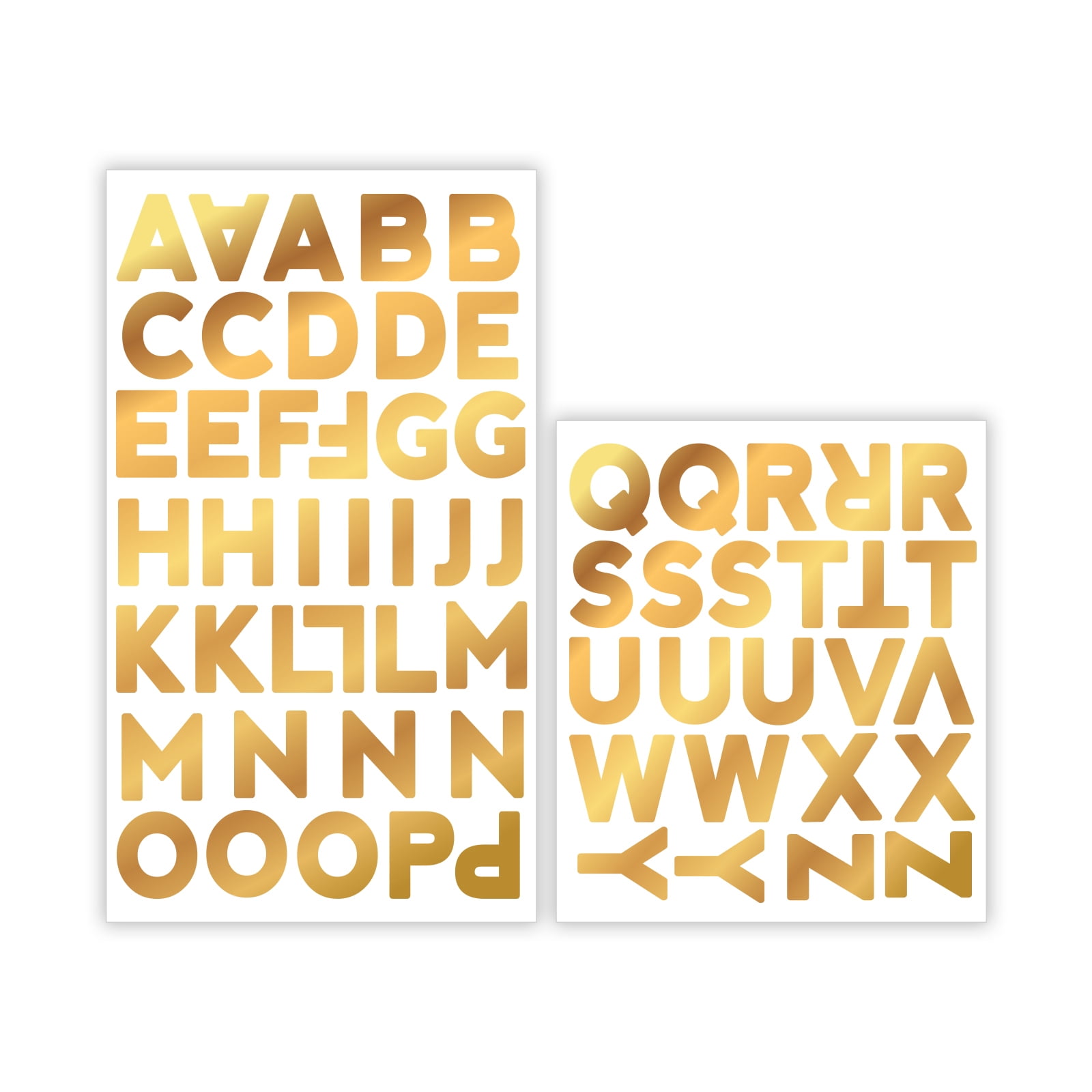 12 Packs: 62 ct. (744 total) Iron-On Gold Foil Block Alphabet by Make Market