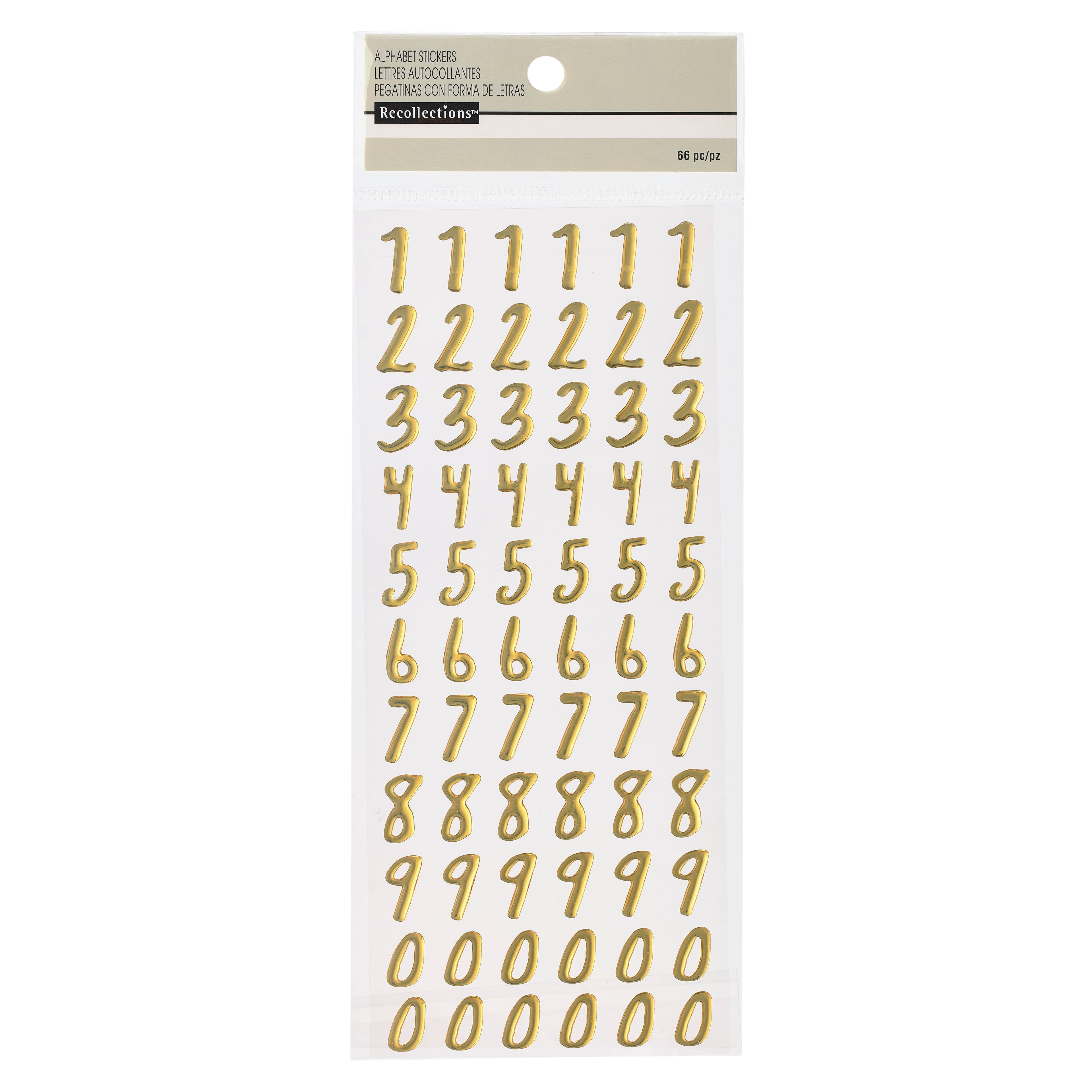 Recollections Gold Foil Number Stickers, 12 Packs: 66 ct. (792 total)