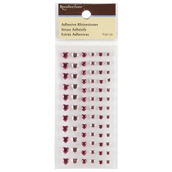 Recollections Pink Heart Rhinestone Stickers, 12 Packs: 74 ct. (888 total)