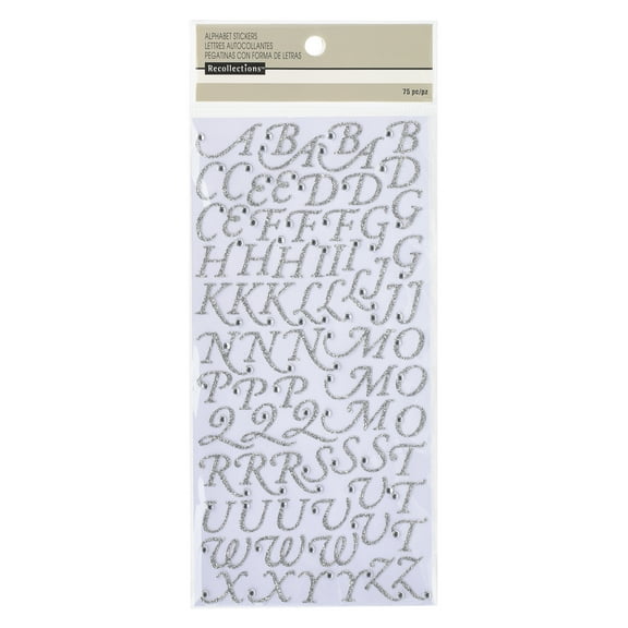 Recollections Glitter Rhinestone Script Alphabet Stickers, 12 Packs: 75 ct. (900 total)