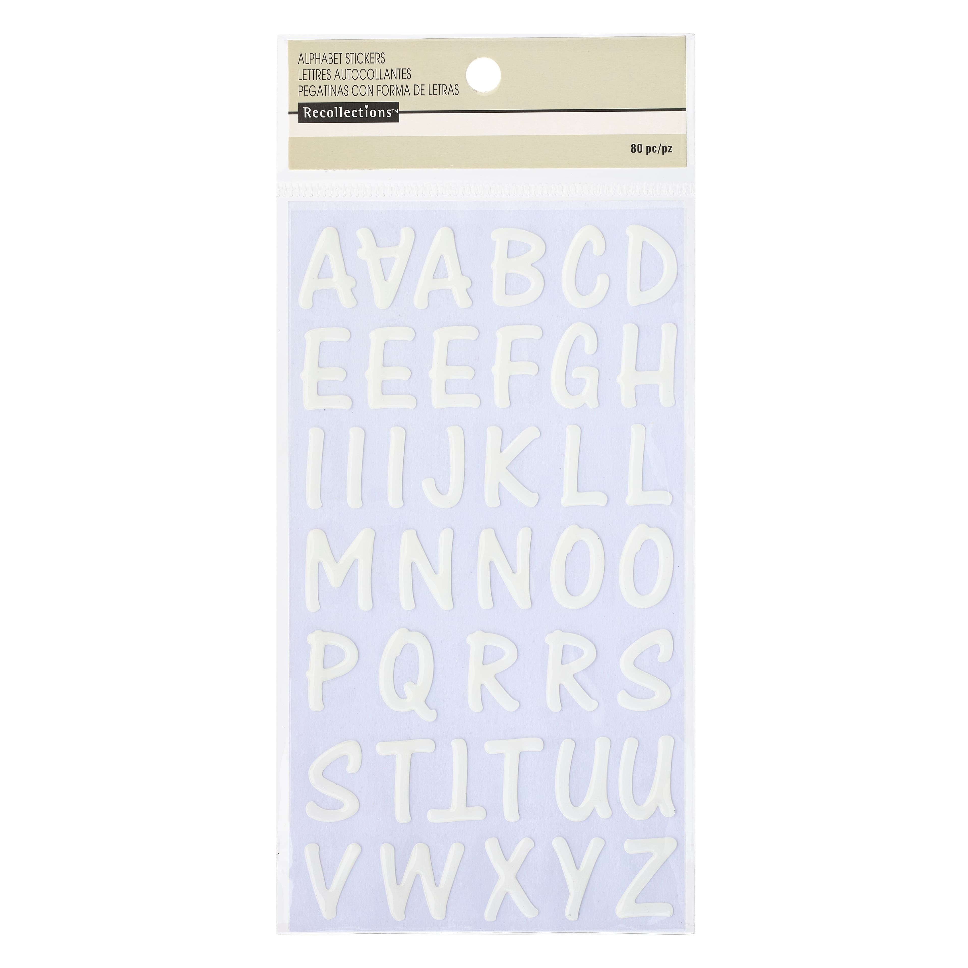 12 Packs: 80 ct. (960 total) White Epoxy Alphabet Stickers by