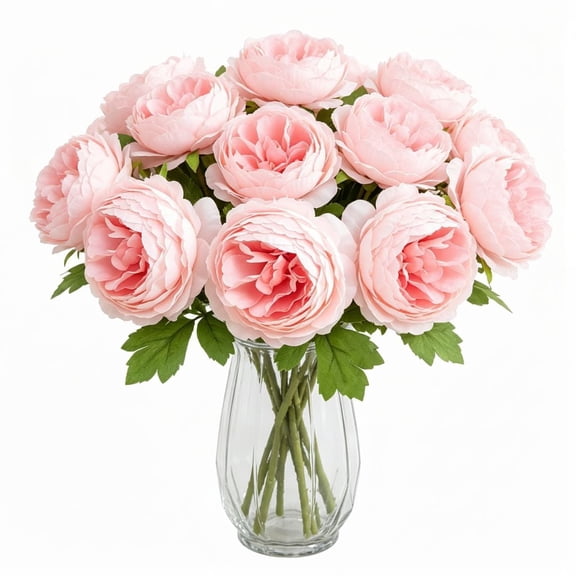 12 Packs Artificial Peonies, Faux Silk Peony Flowers Bouquet with Stems for Wedding Party Centerpieces Table Home Decor Vase Arrangements