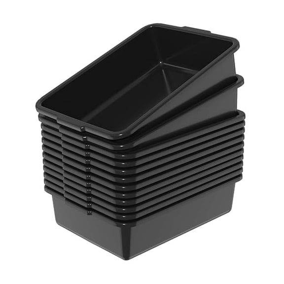 12 Packs Black Plastic Bus Tubs, 13 L Plastic Restaurant Dish Washing Box