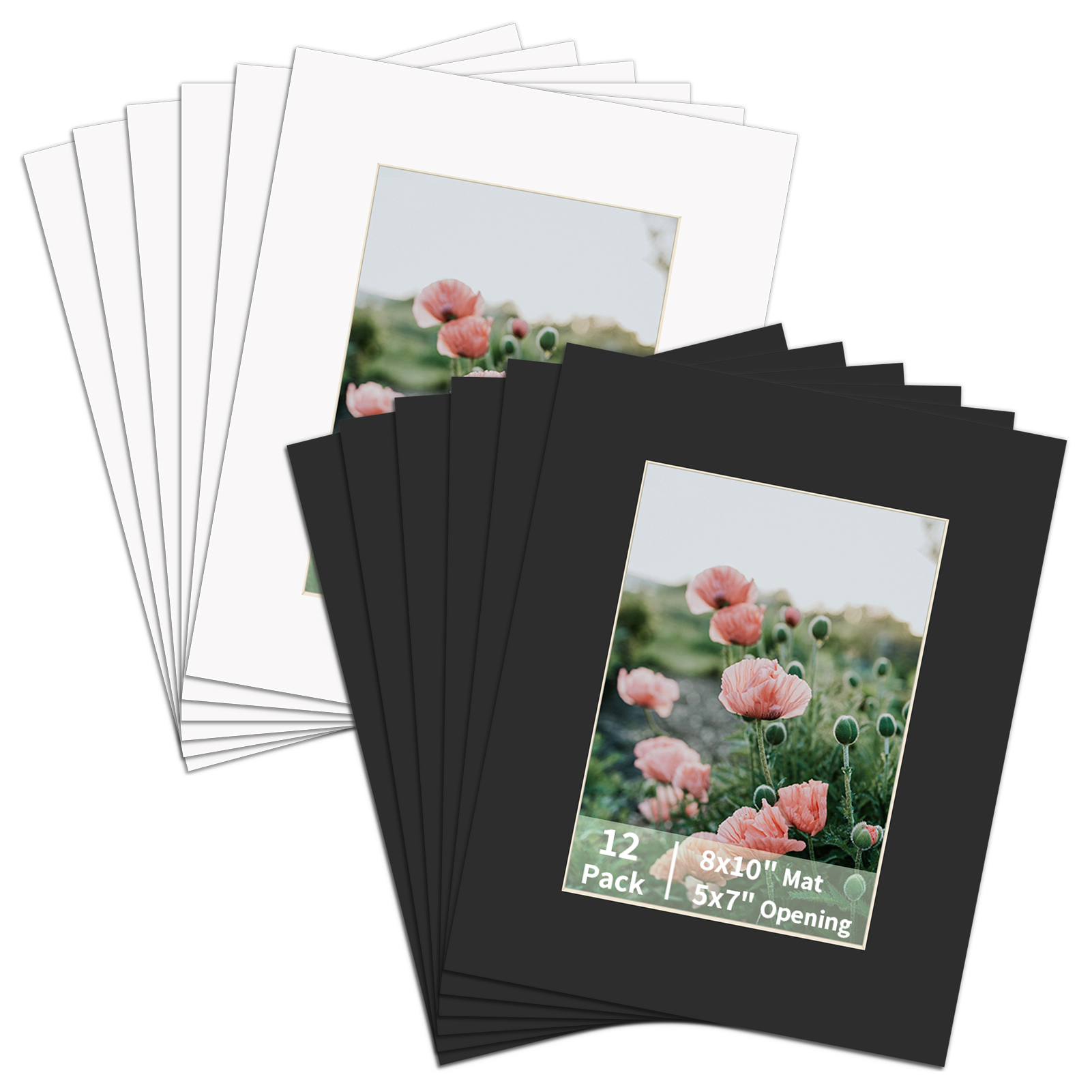 Pack Of 25 Acid 7X11 Mats Bevel Cut For 5.5X8.5 Photos - Black Suede ...