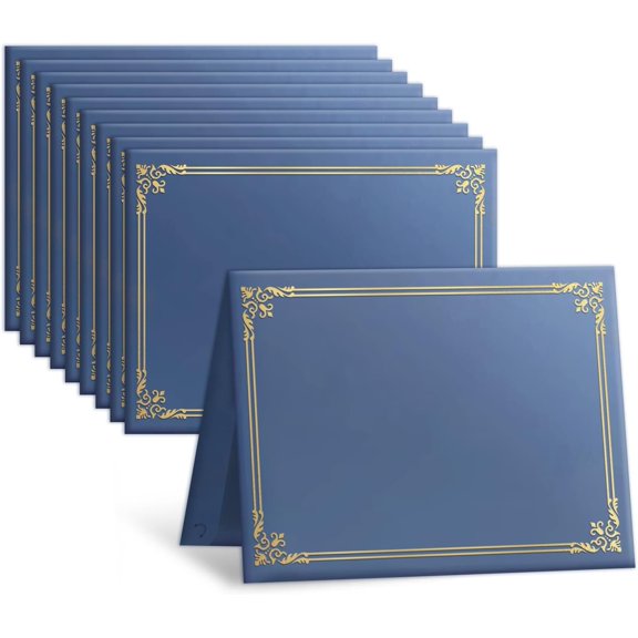 12 Packs Certificate Covers,Navy Blue Cardboard Diploma Cover,Certificate Holders Foil Border,for Letter Size 8.5 x 11 Inch Awards and