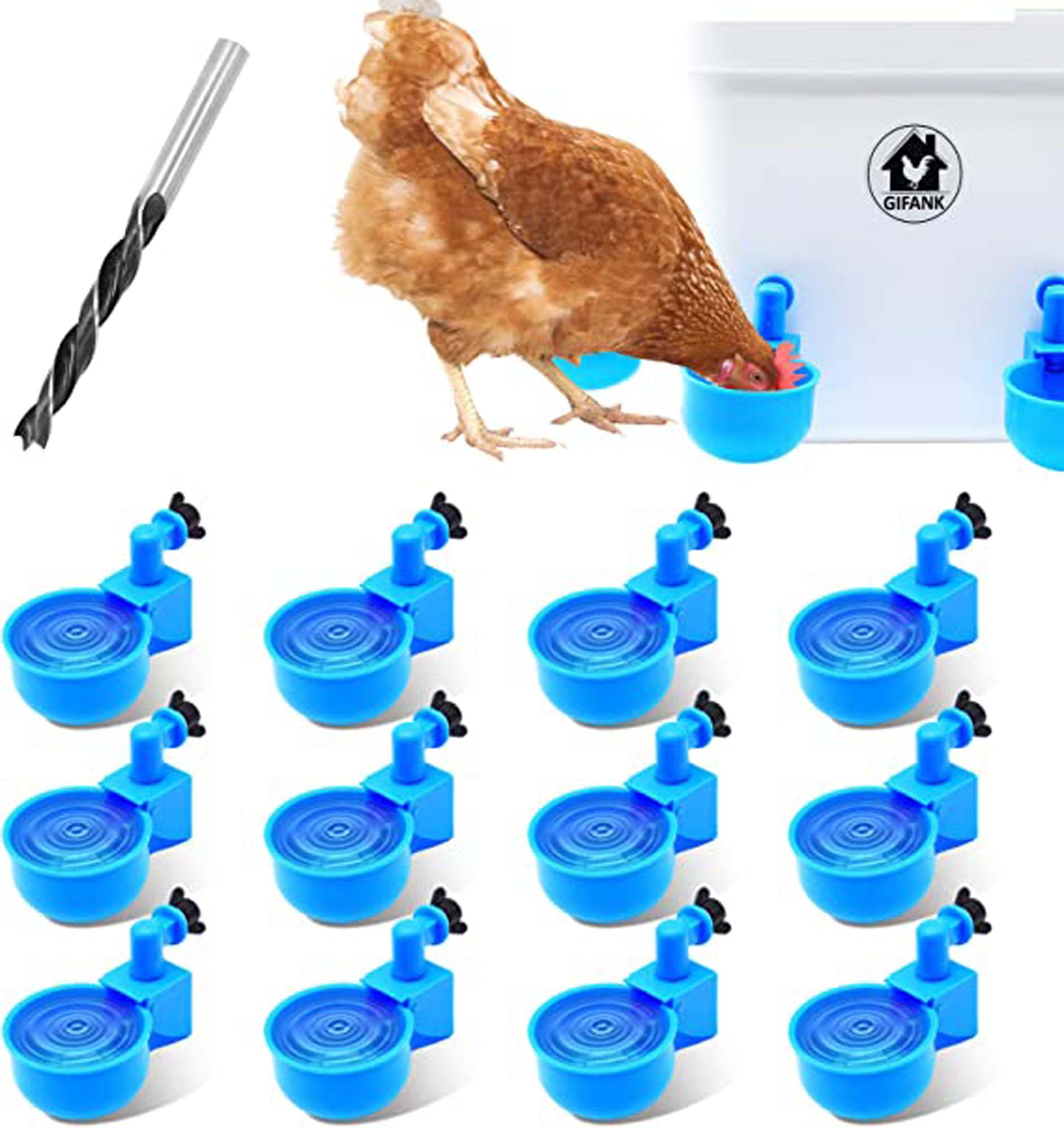 12 Packs Chicken Waterer Cups for Ducks,Birds,Geese,Quail, Rabbit with