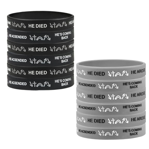 12 Packs Christian Inspirational Bracelet Wristbands,He Came He Died He Arose He Ascended He's Coming Back Witness Silicone Bracelets Jesus Gospel Jewelry Daily Reminder Churches Gift