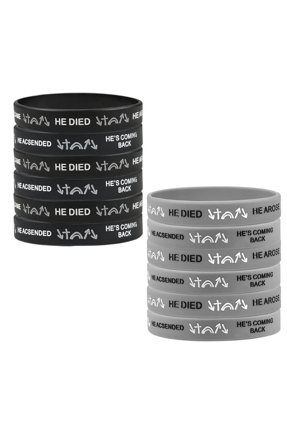 12 Packs Christian Inspirational Bracelet Wristbands,He Came He Died He Arose He Ascended He's Coming Back Witness Silicone Bracelets Jesus Gospel Jewelry Daily Reminder Churches Gift