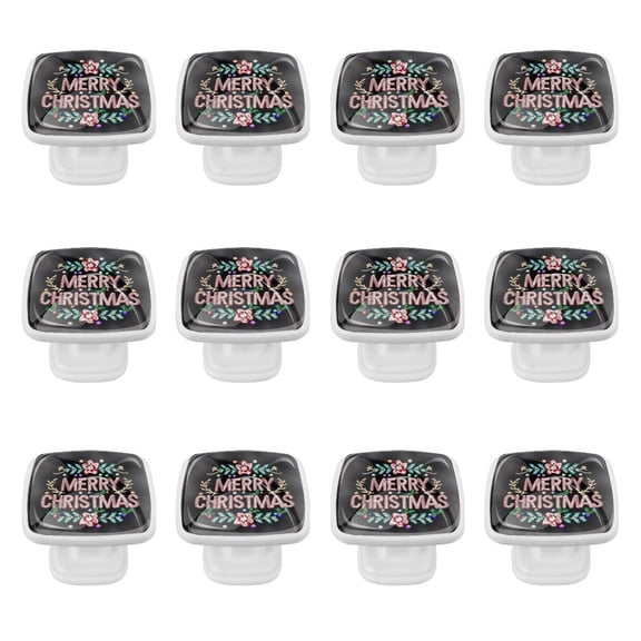12 Packs Christmas Cabinet Knobs- Pull Hardware Handle, Square Drawer knobs for Kitchen Cupboard Door, Bedroom Dresser Drawer, Bathroom Wardrobe Hardware