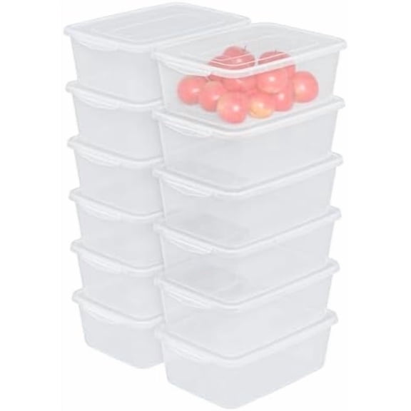 12 Packs Clear Plastic Latching Storage Box, 14 Quart Latch Containers with Lid, Clear Latching Storage Bin$$Home Decor, Kitchen, & Other