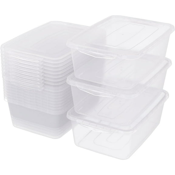 12 Packs Clear Storage Latching Boxes, 16 Quart Plastic Storage Latching Bin with Lid