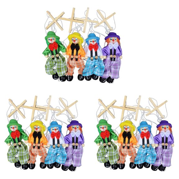 12 Packs Clown Toys Pull String Puppet Kid Toys for Parent Child Interactive Toys Kids Best Gift