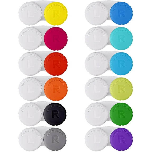 12 Packs Contact Lens Case, Riklu Contact Lens Immersion Kit Colorful