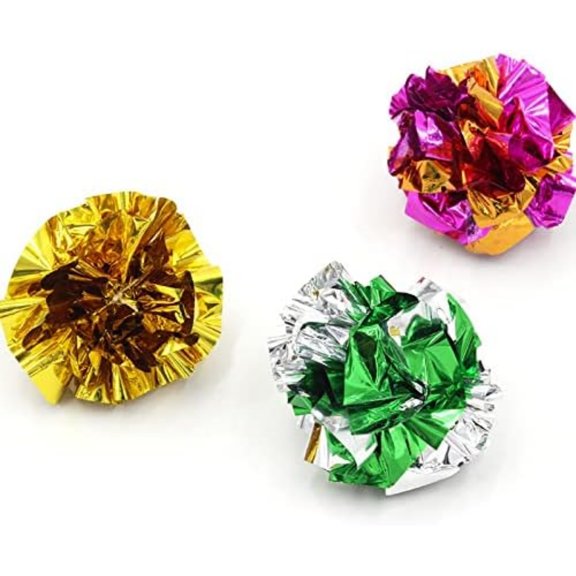 12 Packs Crinkle Balls Cat Toys for Indoor Cats, Lightweight Shiny Crinkle Paper Ball for Kitten (Random Color) (2.36 in)