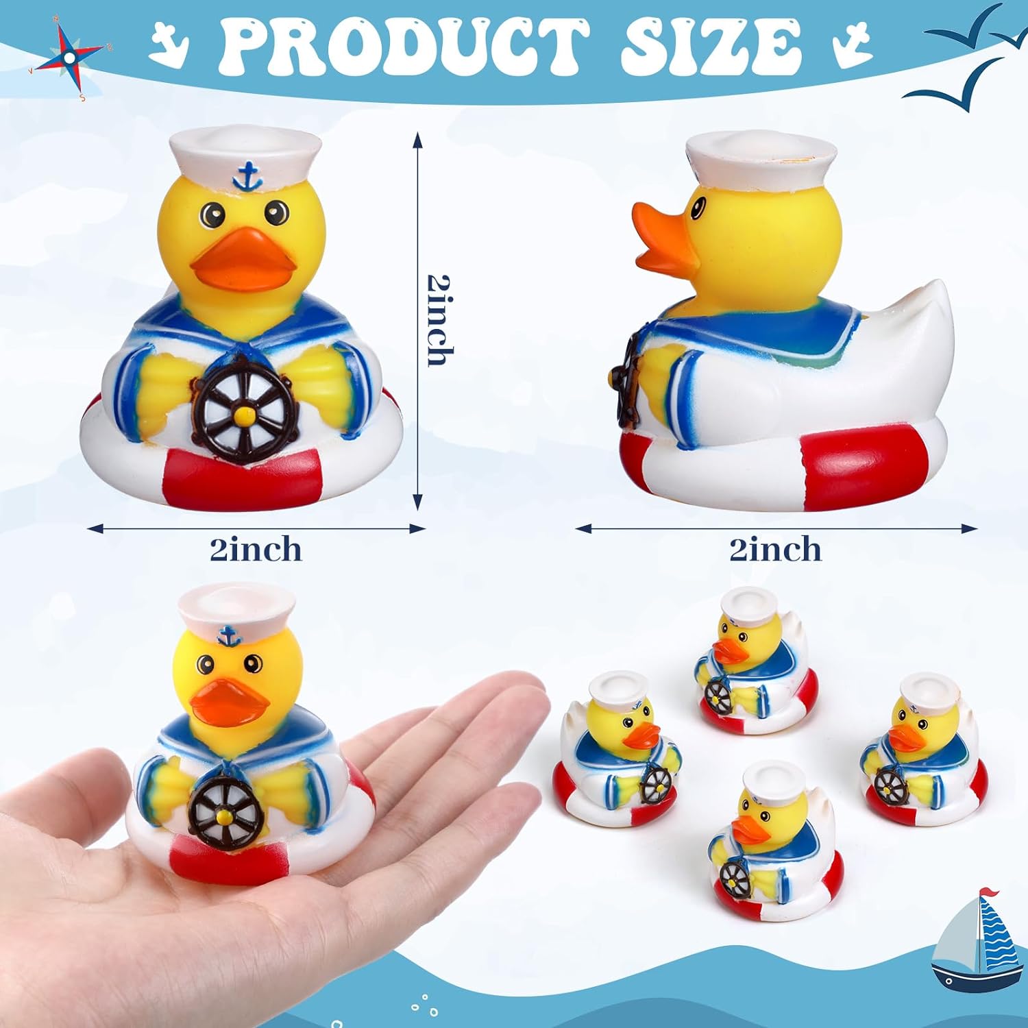 12 Packs Cruise Ships Rubber Ducks 2 Inch Nautical Rubber Duck Bulk