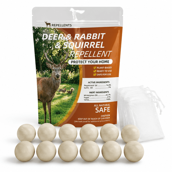 12 Packs Deer Deterrent for Plants,Rabbit Drive Away Outdoor Squirrels Deterrent for Yard Keep Deer Rabbits Squirrels Out of Garden Safe for Family Pets and Plants-