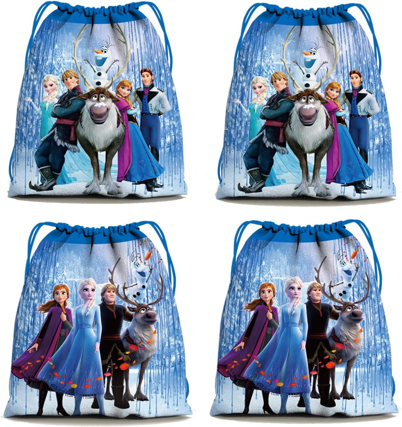 12 Packs Drawstring Bag, Reusable Non-Woven Gift Backpacks Goodie Favor Bags for Frozen Birthday Party Decorations