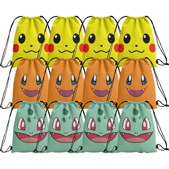 12 Packs Drawstring Bag, Reusable Non-Woven Gift Backpacks Goodie Favor Bags for TV show fans Birthday Party Decorations