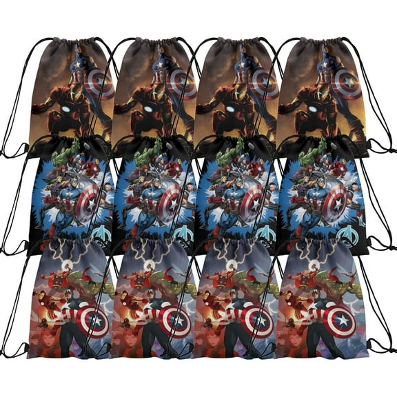 12 Packs Drawstring Bag, Reusable Non-Woven Gift Backpacks Goodie Favor Bags for TV show fans Birthday Party Decorations