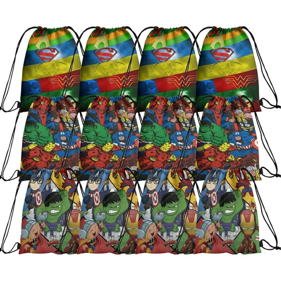 12 Packs Drawstring Bag, Reusable Non-Woven Gift Backpacks Goodie Favor Bags for TV show fans Birthday Party Decorations