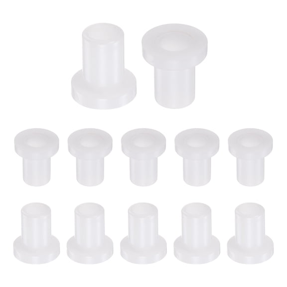 Uxcell 12 pack Flanged Sleeve Bearings Plastic Bushings 6.75mm Bore x 9.5mm OD x 15.7mm Length Nylon Bushings, White