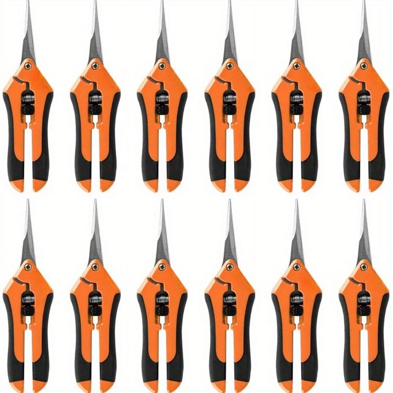 Garden Pruning Shears - Straight Blade Titanium Coated Hand Pruners, Spring-Loaded, Safety Lock (Orange)