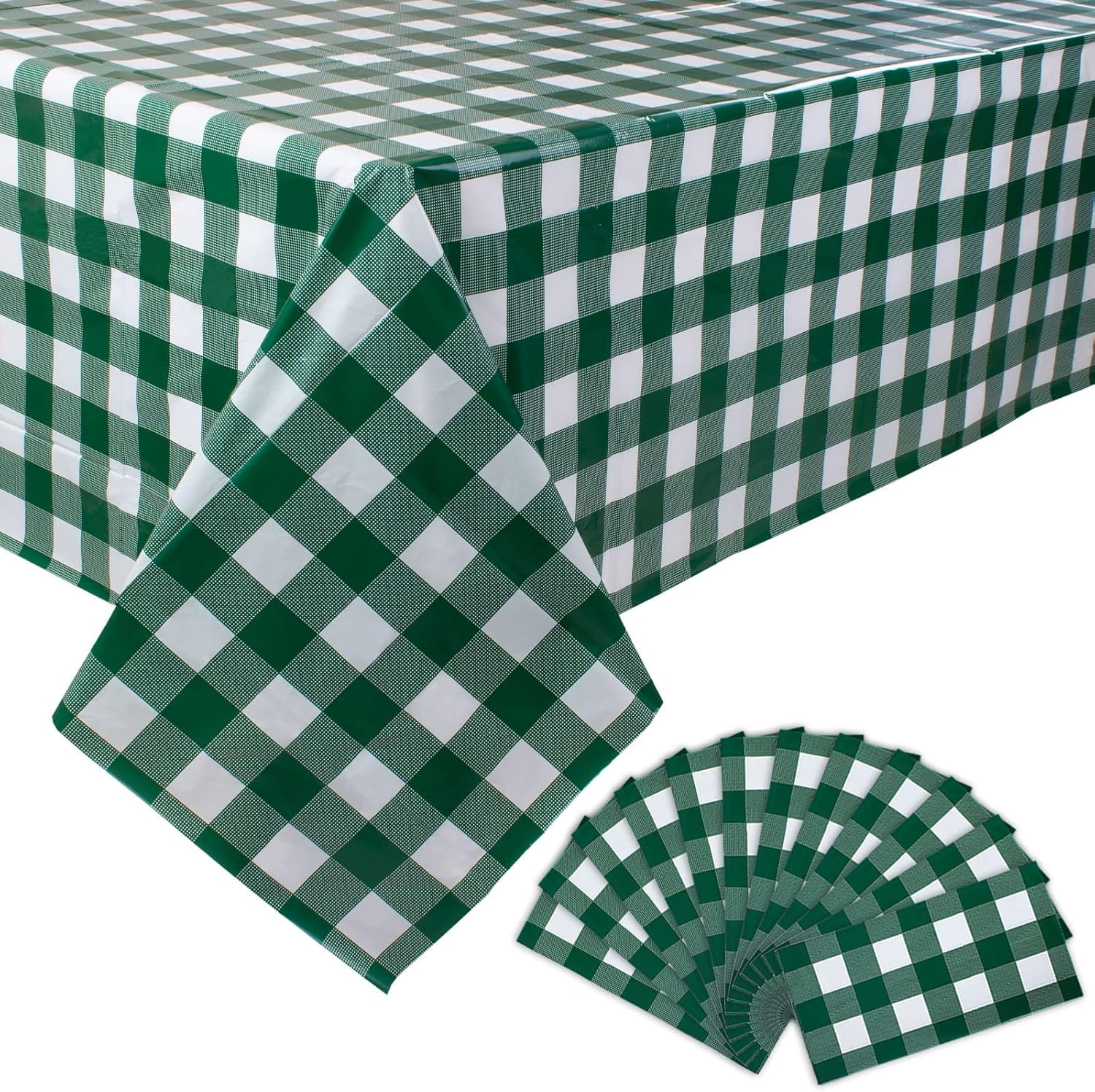 4-Pack Blue & White Checkered Table Covers - 108x54 Inch Disposable Party Tablecloths