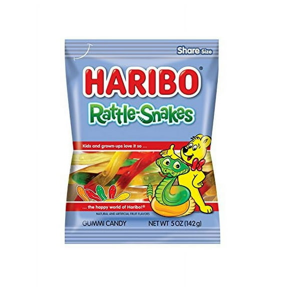 12 Packs : Haribo, Gummi Candy, Rattle-Snakes, 5- Ozs