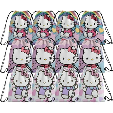 12 Packs Hello Kitty Candy Drawstring Bag – Perfect Drawstring Goodie Favor Bags for Boys and Girls Birthday Party, Ideal for Treats and Gifts F