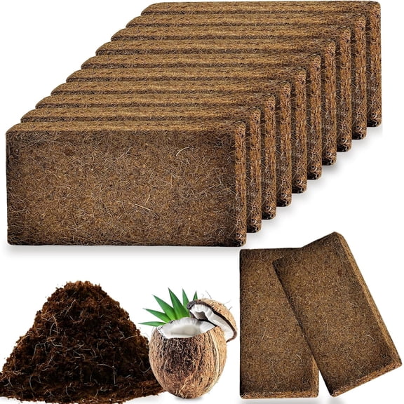 12 Packs High Nutrition Coconut Coir Brick, High Expansion Coconut Fiber Substrate with Low EC and PH Balance, Organic Coco Coir for Garden Soil Potting Flower Herbs Vegetables