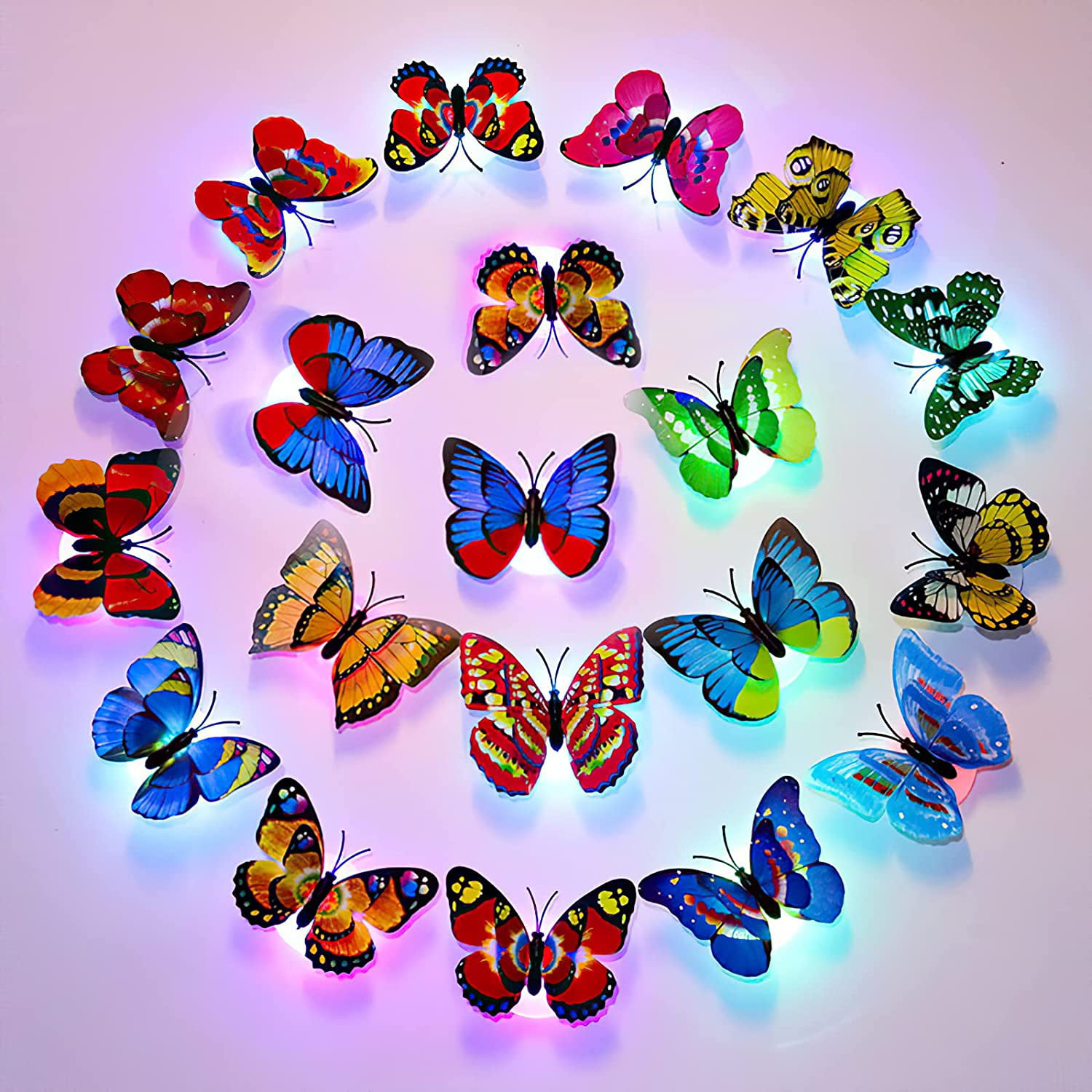 12 Packs LED Flashing Lamp Butterflies Night Light Decoration ...