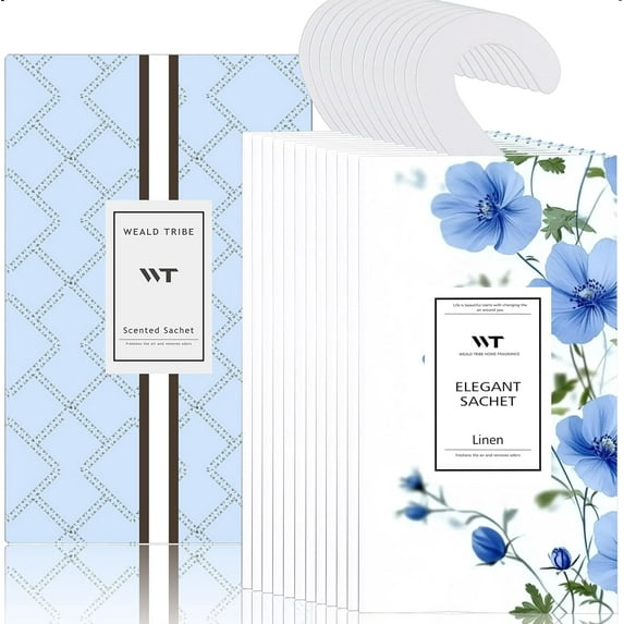 12 Packs Large-Bag Fresh Linen Scented Sachets for Closet and Drawer Deodorizer Home Fragrance | Air Freshener Long Lasting Large Sachets Bags Hanging