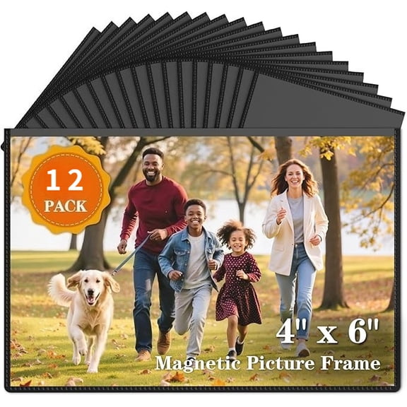 12 Packs Magnetic Picture Photo Frame 4x6 Inch Magnet Picture Frames for Fridge Frame Magnets Refrigerator Pictures Locker Wall Cabinet