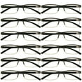 thumbnail image 1 of 12 Packs Mens Rectangle Half Frame Reading Glasses Blue Light Blocking Black Spring Hinge Readers +2.00, 1 of 5