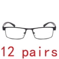 thumbnail image 1 of 12 Packs Mens Rectangular Classic Metal Frame Reading Glasses Black Spring Hinge Readers +1.00, 1 of 6
