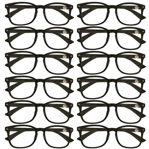 12 Packs Mens Womens Oval Round Frame Reading Glasses Blue Light Blocking Readers +2.50