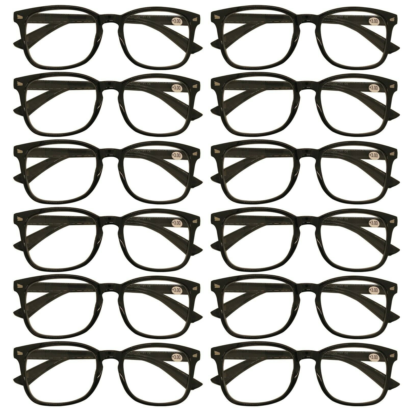 12 Packs Mens Womens Oval Round Frame Reading Glasses Blue Light Blocking Readers +3.50