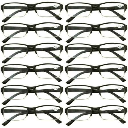 12 Packs Mens Womens Rectangle Half Frame Blue Light Blocking Reading Glasses Spring Hinge Readers +1.00