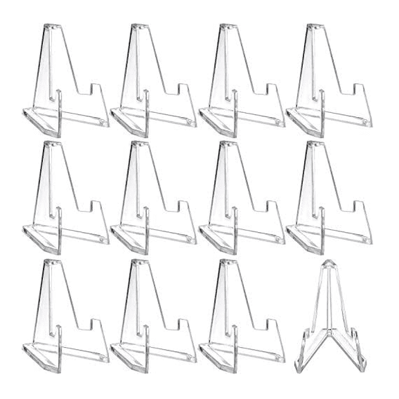 12 Packs Mini Clear Acrylic Easel Stands Coin Display Easel