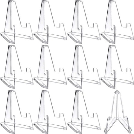 12 Packs Mini Clear Acrylic Easel Stands Coin Display Easel