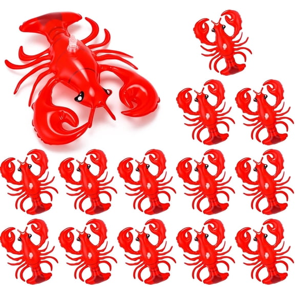 12 Packs Mini Inflatable Crawfish 9 Inch Vibrant Lobster Decorations for Nautical Theme Parties, Durable PVC Pool Float for Family and Adults