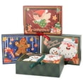thumbnail image 1 of 12 Packs Of Christmas Theme Pattern Gift Boxes With Lids, Foldable Gift Wrap Boxes With Ribbon Hard Cardboard (4 Pcs Per Style), 1 of 4