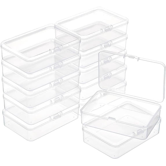 12 Packs PP Plastic Bead Container Box 3.7x2.6x1inch Rectangle Storage Organizer Box Dustproof Case with Hinged Lid for Cards Beads and Craft Supplies
