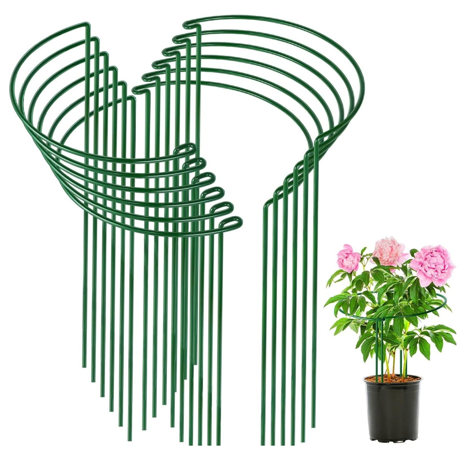 12 Packs Peony Cages and Supports, 16 Inch Plant Supports Rings for Outdoor Indoor Plants, Metal