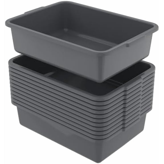 12 Packs Plastic Bus Tubs, 15 L Restaurant Commercial Bus Box$$Storage