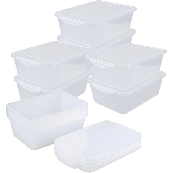 12 Packs Plastic Storage Box Clear, Storage Plastic Containers with Lid, 16 Quart